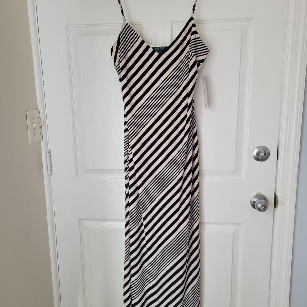 Size 14 Ralph Lauren Diagonal Striped Maxi Dress